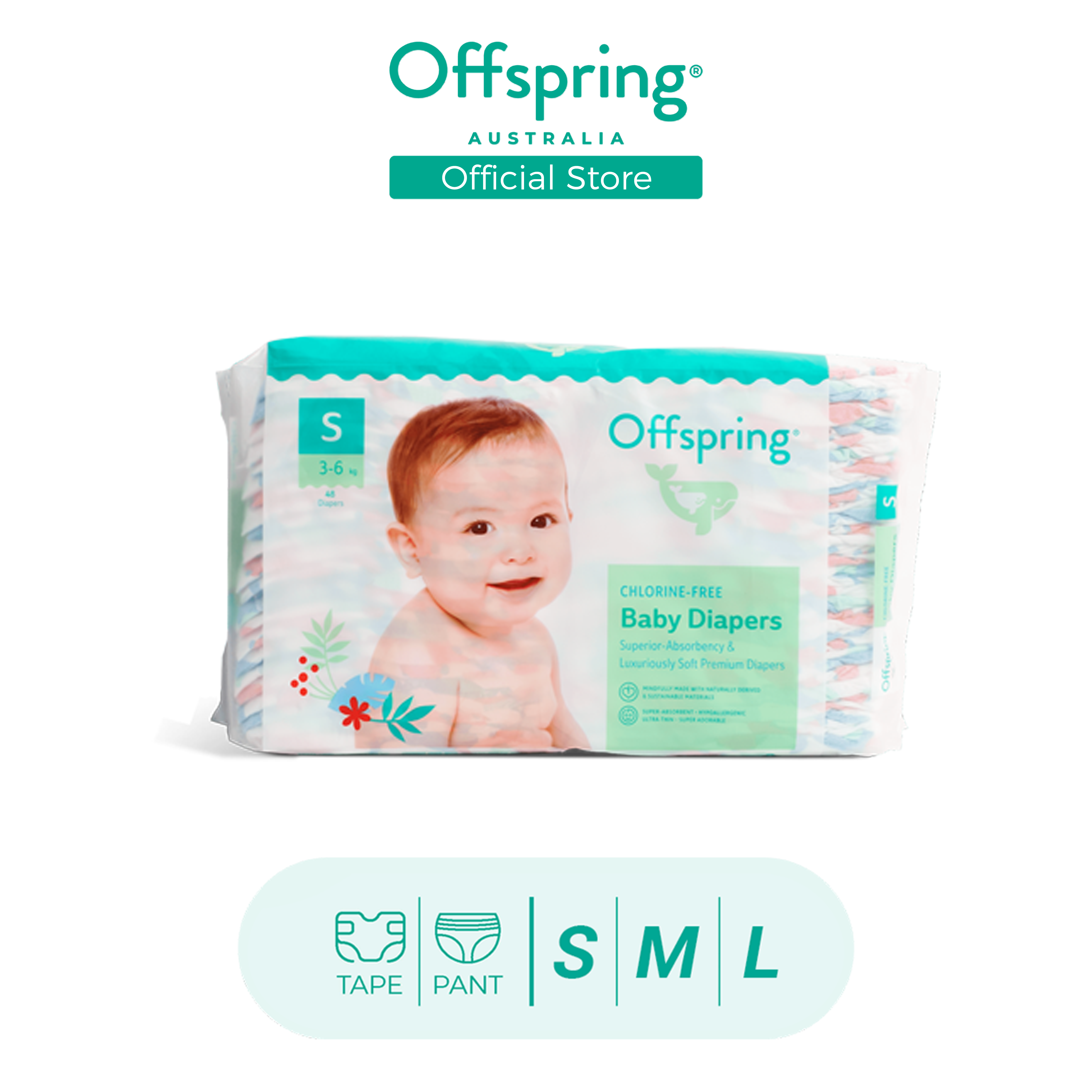Offspring Popok Bayi Diaper SAP Bebas Klorin